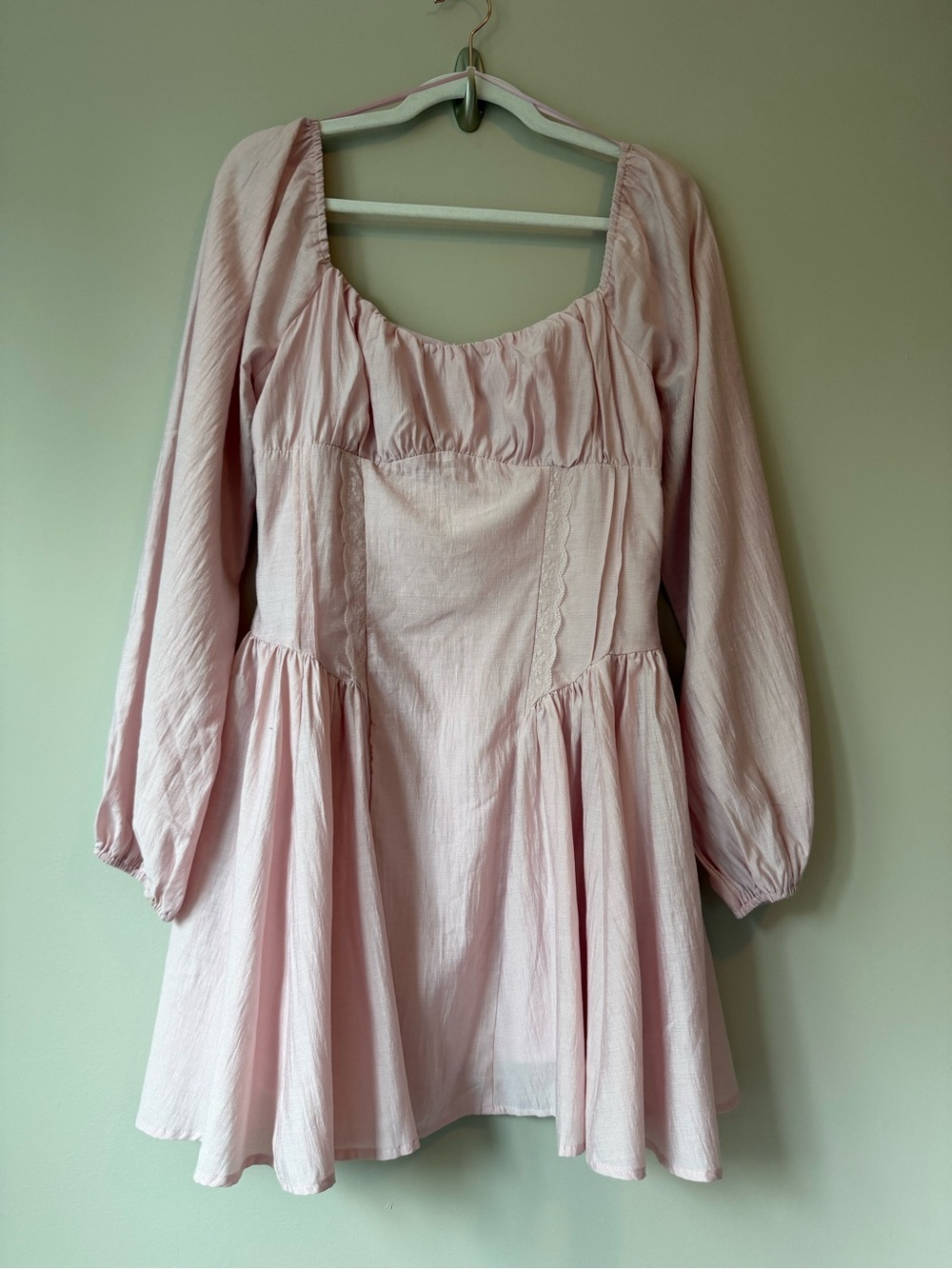 All in Favor Mauve Bishop Sleeve Babydoll Dress M